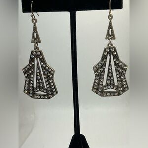 Unique Estate Bronzetone with Rhinestones Dangle Earrings